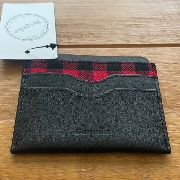 NWT SALE Slim ID Card Case with Red Plaid Print - Picture 1 of 4